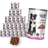 MOKRA KARMA DLA PSA TufTuf Puszka kawałki mięsne z jagnięciną 24x415g