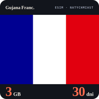 Karta eSIM Internet Gujana Franc. 3 GB na 30 dni - bez rejestracji