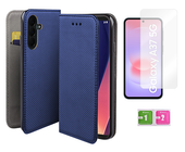 Etui z klapką do SAMSUNG GALAXY A37 5G smart magnet niebieski + szkło 9H