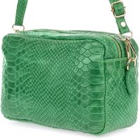 Zielona Skórzana Listonoszka Damska Włoska Croco Kuferek Beltimore P12