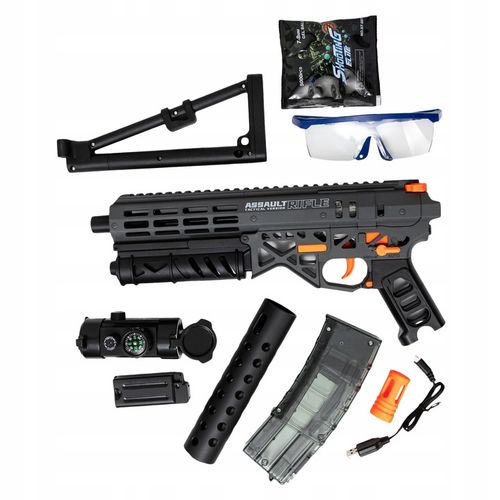 KARABIN PISTOLET AUTOMATYCZNY NA KULKI ŻELOWE DUŻY ZESTAW 70 CM + OKULARY na Arena.pl