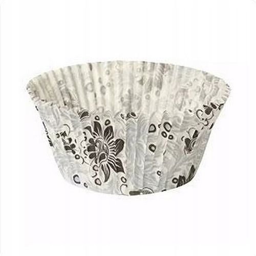 FOREMKI PAPILOTKI do muffinek białe czarne kwiatki 50x35 mm 100 szt na Arena.pl