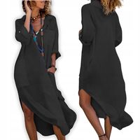 KOSZULA BOHO LETNIA SUKIENKA PAREO NARZUTKA DŁUGA PLAŻOWA na plażę BLACK