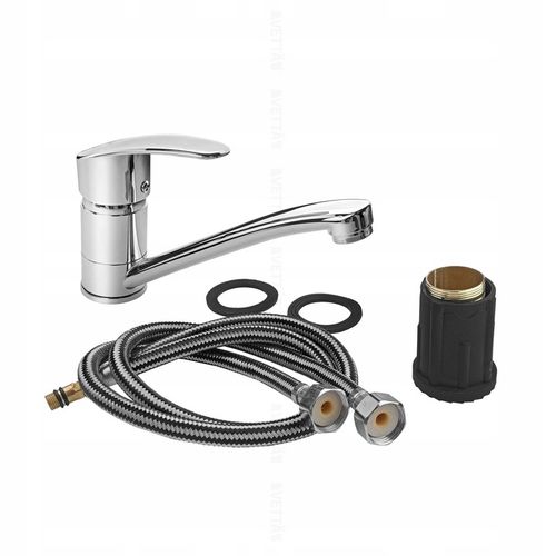 Bateria umywalkowa kuchenna nablatowa długi kran do zlewu chromowa VETTÄ na Arena.pl