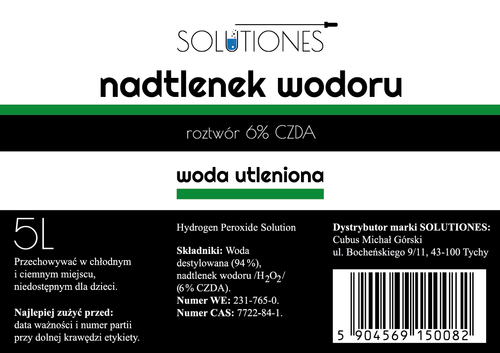 Woda utleniona 6% - Nadtlenek wodoru 5 L Solutiones na Arena.pl