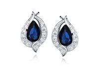 RODOWANE SREBRNE KOLCZYKI ŁEZKI SZAFIR CYRKONIE