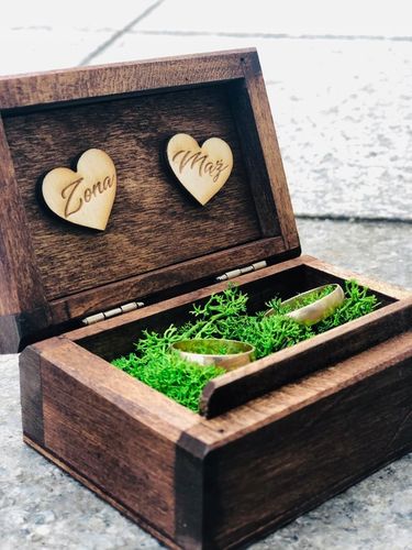 DREWNIANE PUDEŁKO NA OBRĄCZKI BRĄZOWE MECH ŚLUB na Arena.pl