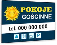 TABLICZKA REKLAMOWA szyld z dibondu nadruk 40x30 cm POKOJE GOŚCINNE