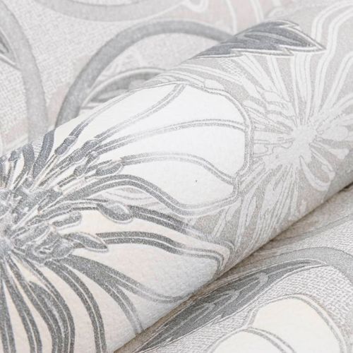 Tapeta 3D z wzorem kwiatów, szara, 10x0,53 m, flizelina na Arena.pl