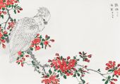 Plakat 100x70cm Parrot and Pyrus, Kashu Japoński Vintage do Salonu