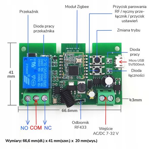 Sterownik DC 5-32V beznapięciowy ZigBee + RF433MHz 3 Tryby Pracy TUYA na Arena.pl