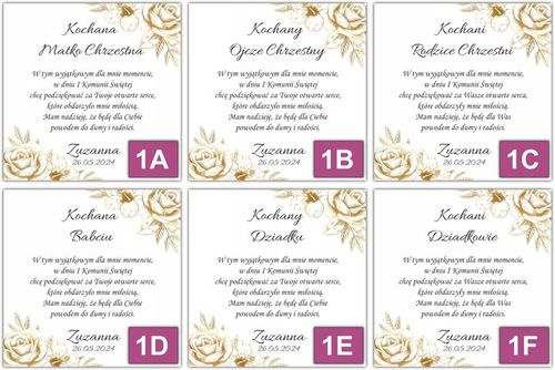 Podziękowanie dla Chrzestnych i Dziadków Rodziców Prezent Pierwsza Komunia na Arena.pl