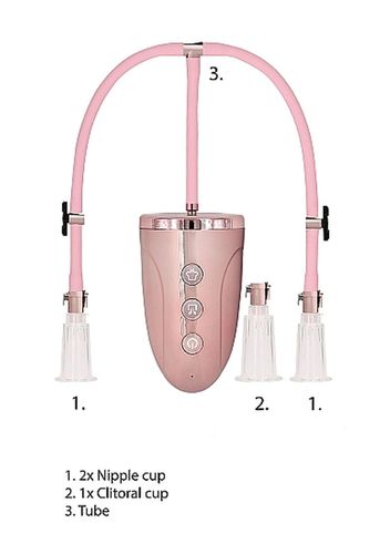 automatic rechargeable clitoral & nipple pump set - medium - pin na Arena.pl