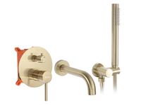 Bateria wannowa podtynkowa-  Szczotkowane złoto