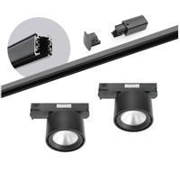 Zestaw szynowy 3 fazowy szyna 2m, 2x LED 10W CZARNY kompletny zestaw