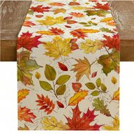 Bieżnik w jesienne liście jesień obrus dekoracyjny LNIANY splot 183x33