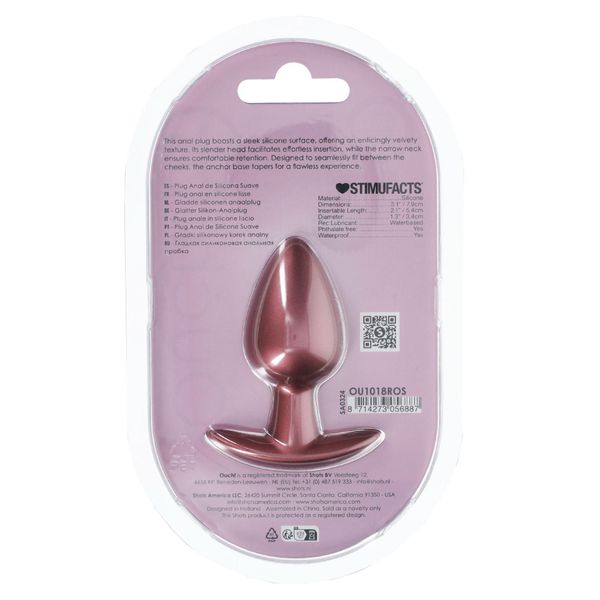 Smooth Silicone Anal Plug - Medium - 3.1 / 7,9 cm - Rose Gold zdjęcie 3