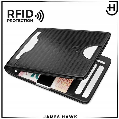 James Hawk Smart Wallet skórzany portfel męski slim 1,5 cm Czarny RFID na Arena.pl
