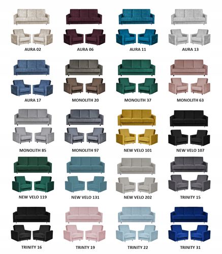 Zestaw mebli wypoczynkowy Alicja wersalka kanapa fotele  granat na Arena.pl