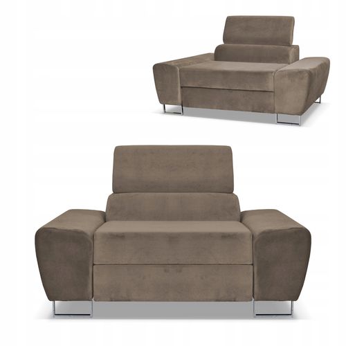 Fotel wypoczynkowy Bosso salon Family meble brązowy welur reg zagłówek na Arena.pl