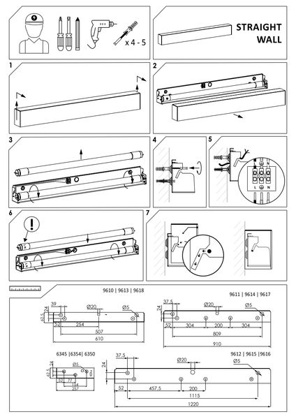Lampa ścienna do biura STRAIGHT WALL 6345 biały kinkiet belka zdjęcie 4
