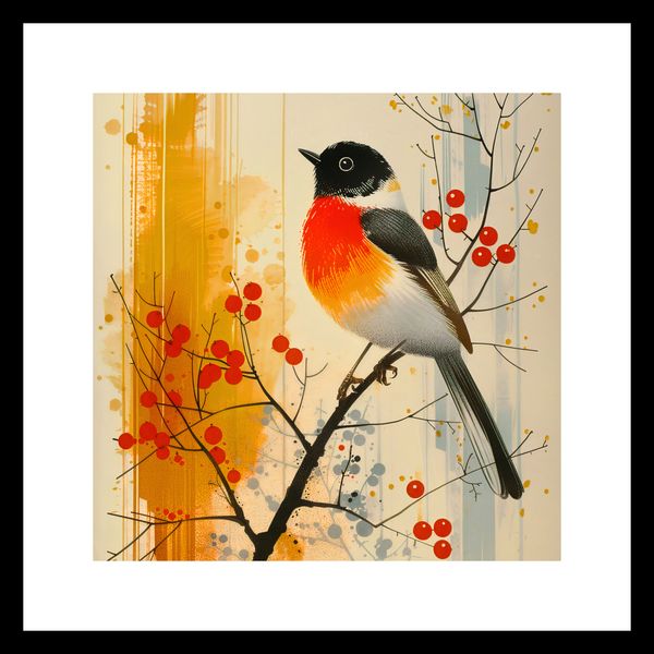Plakat 20x20cm Jesienny Rudzik zdjęcie 3