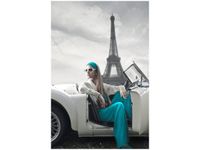 40X60CM OBRAZ TURKUSOWA DAMA PARYŻU