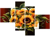100 70CM OBRAZ 4 ELEM BUJNE SŁONECZNIKI DRUK PŁÓTNO RAMA