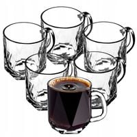 SZKLANKI DO KAWY HERBATY 300ml NAPOJÓW SZKLANKA Z UCHEM ZESTAW SZKLANEK 6x