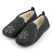 Bambosze damskie czarne filcowe ocieplane śnieżynki 39