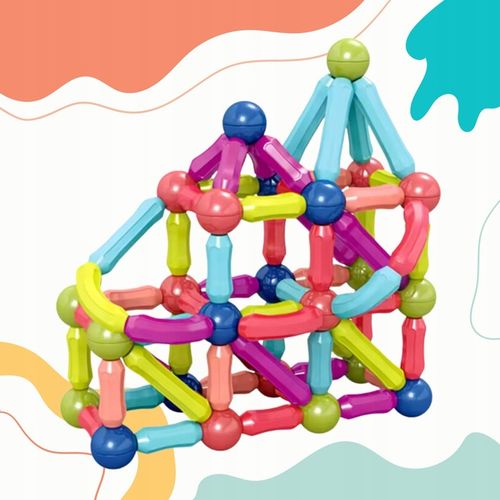 Klocki Magnetyczne Konstrukcyjne Edukacyjne Dla Dzieci Duże Elementy 98 El na Arena.pl