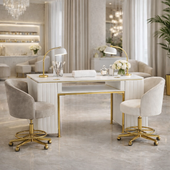 Biurko kosmetyczne glamour biało-złote 130x45x78 - z otworem na pochłaniacz