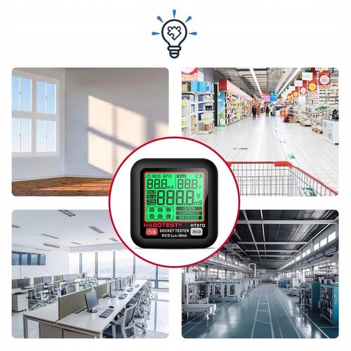 TESTER NAPIĘCIA GNIAZDEK SIECIOWYCH ELEKTRYCZNYCH WYŚWIETLACZ LCD TEST RCD na Arena.pl