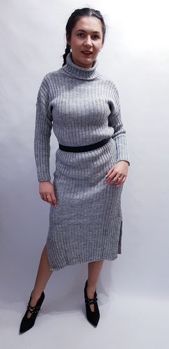 Sweter Długi z Golfem Szary na Arena.pl