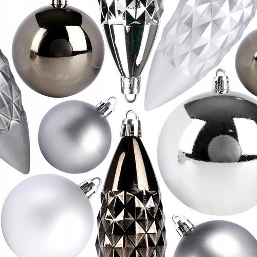 31x Bombki CHOINKOWE świąteczne nietłukące SREBRNE zestaw bombek na choinkę na Arena.pl