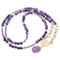 Naszyjnik długi - Ametyst i srebro złocone