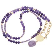 Naszyjnik długi - Ametyst i srebro złocone