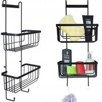 METALOWA PÓŁKA WISZĄCA ŁAZIENKOWA POD PRYSZNIC WIESZAK ŚCIENNY LOFT CZARNA