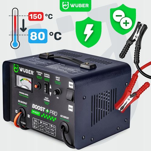 PROSTOWNIK AKUMULATOROWY 16A SAMOCHODOWY 7-180AH DO ŁADOWANIA 12V24V WUBER na Arena.pl