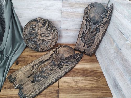 Obraz płaskorzeźba Lis w trawie okrągły drewniany obraz 30 cm na Arena.pl