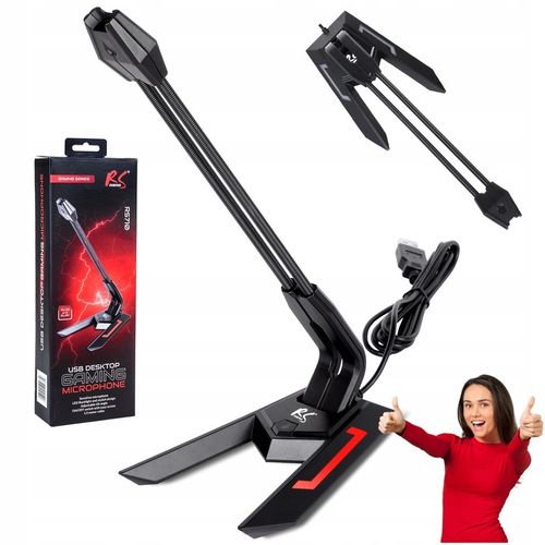 Mikrofon gamingowy do komputera USB LED streaming NanoRS RS710 regulowany na Arena.pl