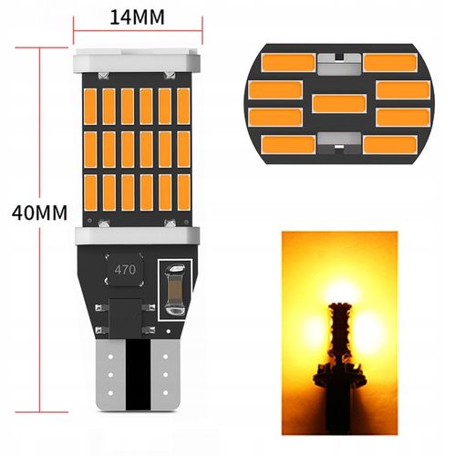 ŻARÓWKA LED W16W T15 POMARAŃCZOWA KIERUNKOWSKAZ na Arena.pl