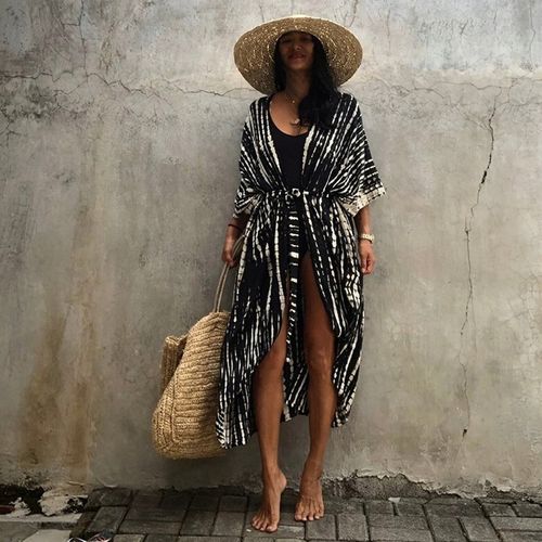 PAREO na plażę ZWIEWNA sukienka długa narzutka LETNIA tunika damska BOHO na Arena.pl
