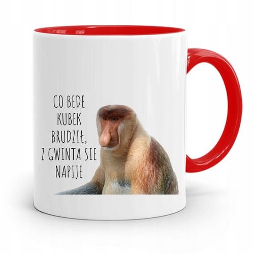 Kubek Czerwony Nosacz Janusz Co Bede Kubek Prezent Z Nadrukiem Ze Zdjęciem na Arena.pl