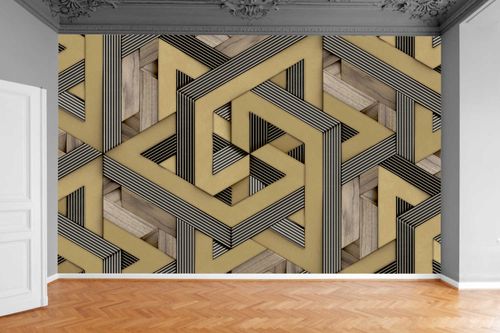 Fototapeta ZŁOTE PASY DREWNIANE SKÓRA 370x250 na Arena.pl