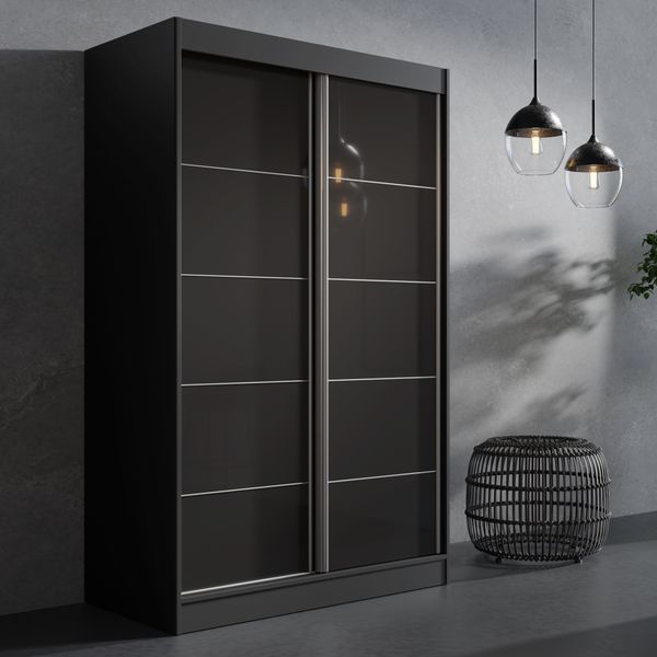 Szafa przesuwna Como 2D 120 Czarna (lacobel) zdjęcie 4