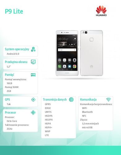 Huawei P9 Lite Dual Sim Biały na Arena.pl