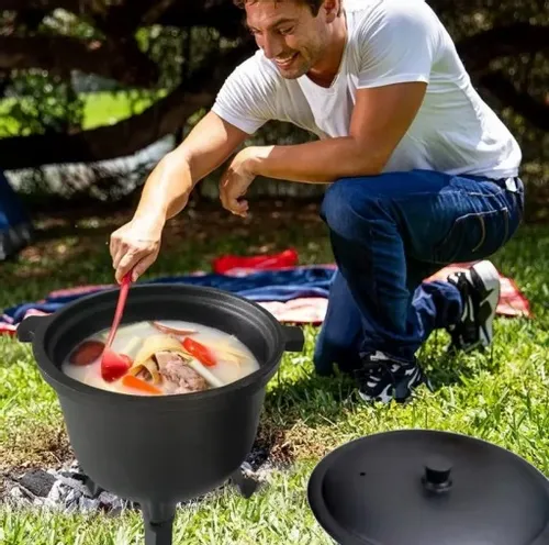 KOCIOŁEK ŻELIWNY GARNEK myśliwski węgierski pieczonki 10L na OGNISKO GRILL na Arena.pl