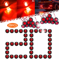 20xLED Lampy obrysowe 3 LED 3/4 cala 12V/24V do ciężarówki przyczepy, czerw