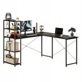 Biurko komputerowe narożne z półkami I regałem – styl industrialny / loft